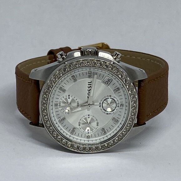 Fossil ES2681 Women's Brown Leather Analog Silver Dial Quartz Wrist Watch HK996 - Picture 7 of 12
